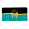 Custom name turquoise swirls gold bow