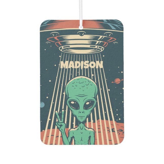 Custom Name UFO Alien Car Air Freshener (Front)