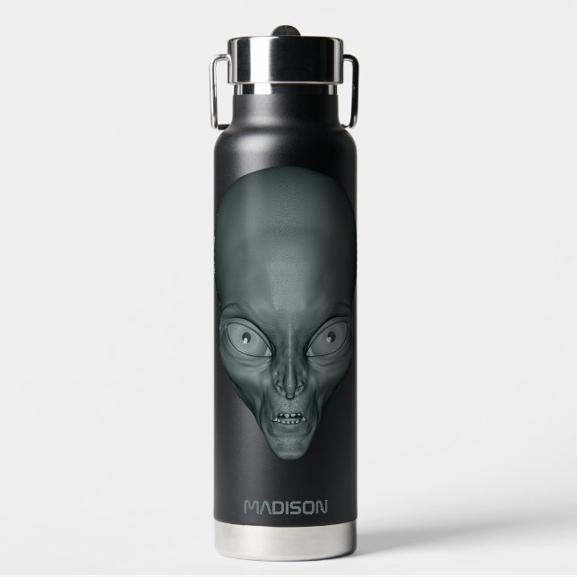 Custom name UFO Alien Water Bottle (Front)