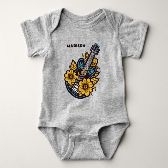 Custom Name Ukulele Baby Bodysuit (Front)