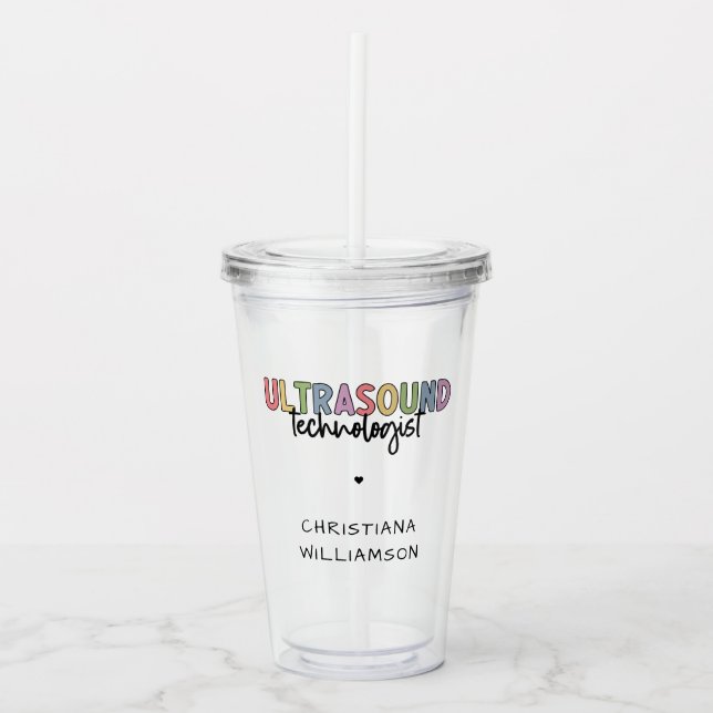 Custom Name Ultrasound Technologist Gifts Acrylic Tumbler (Front)