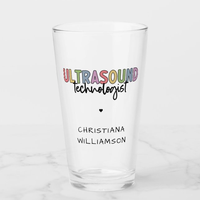 Custom Name Ultrasound Technologist Gifts Glass (Front)