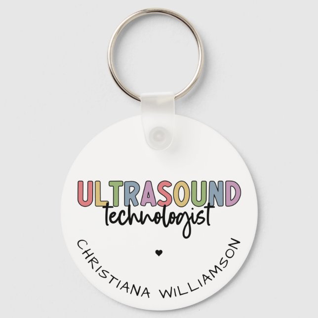 Custom Name Ultrasound Technologist Gifts Key Ring (Front)