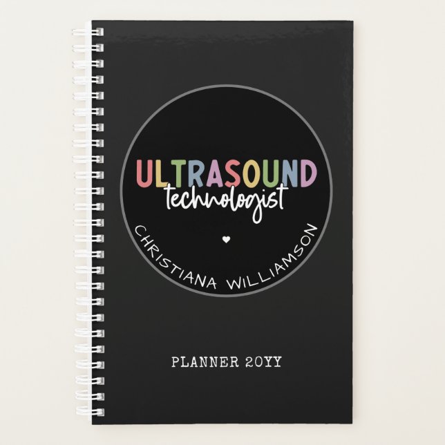 Custom Name Ultrasound Technologist Gifts Planner (Front)