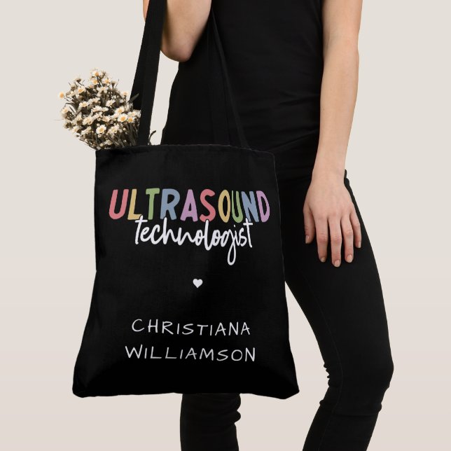 Custom Name Ultrasound Technologist Gifts Tote Bag (Close Up)