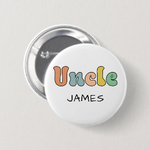 Custom Name Uncle Retro Gift Uncle Personalised 6 Cm Round Badge