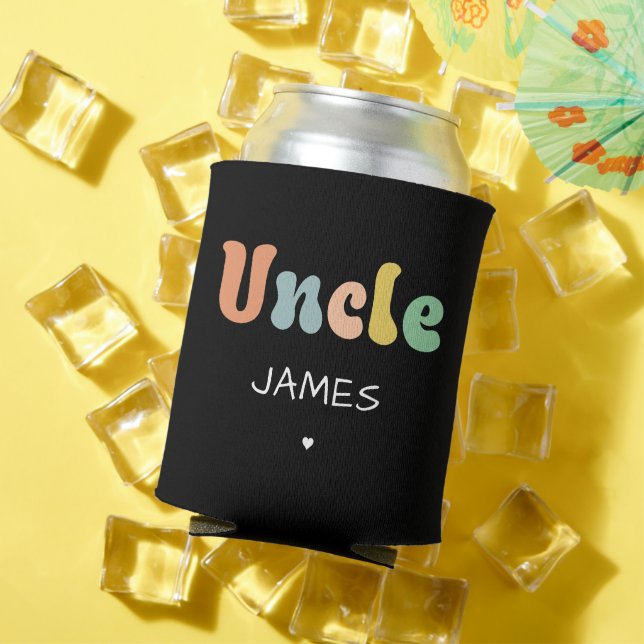 Custom Name Uncle Retro Gift | Uncle Personalised  Can Cooler (In Situ Summer)