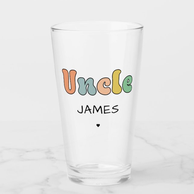 Custom Name Uncle Retro Gift | Uncle Personalised Glass (Front)