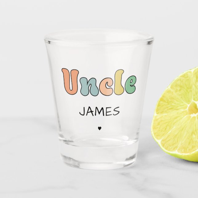 Custom Name Uncle Retro Gift | Uncle Personalised Shot Glass (Front)