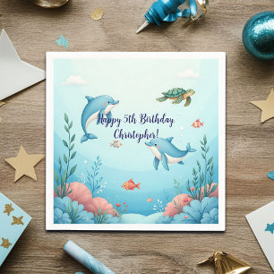 Custom Name Under the Sea Birthday Party Napkin