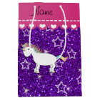 Custom name unicorn indigo purple glitter stars