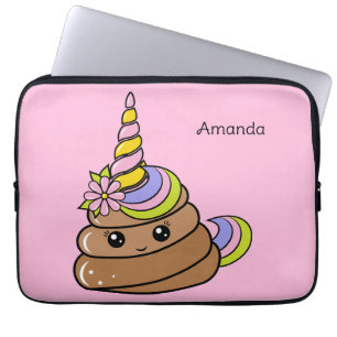 Custom Name Unicorn Poop Laptop Sleeve