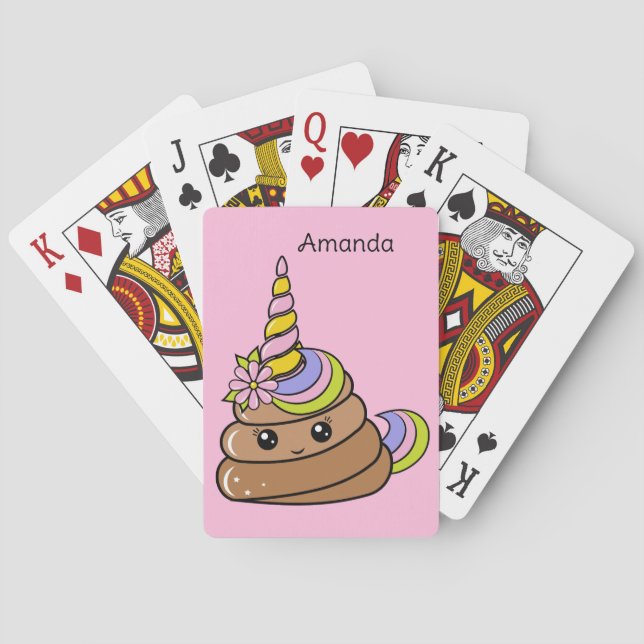 Custom Name Unicorn Poop Playing Cards (Back)