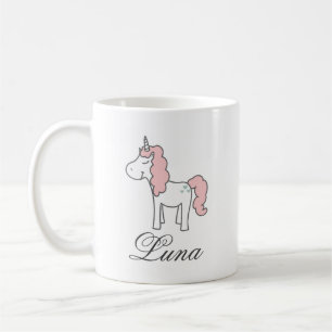 Custom Name Unicorn Rose Floral Cute Pink Coffee Mug