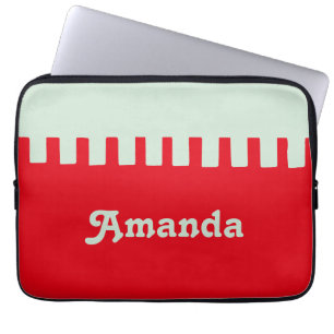Custom Name Unique Red Pattern Laptop Sleeve
