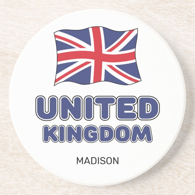 Custom Name United Kingdom Flag Coaster (Front)
