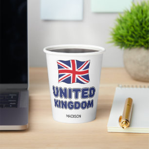Custom Name United Kingdom Flag Paper Cups