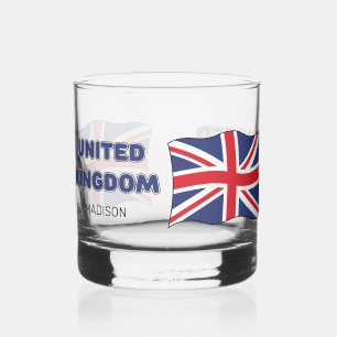 Custom Name United Kingdom Flag Whiskey Glass