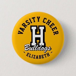 Custom Name Varsity Cheer Pin, School Spirit 6 Cm Round Badge