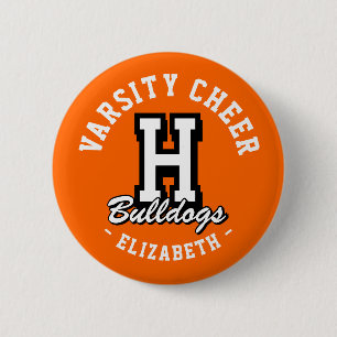 Custom Name Varsity Cheer Pin, School Spirit 6 Cm Round Badge