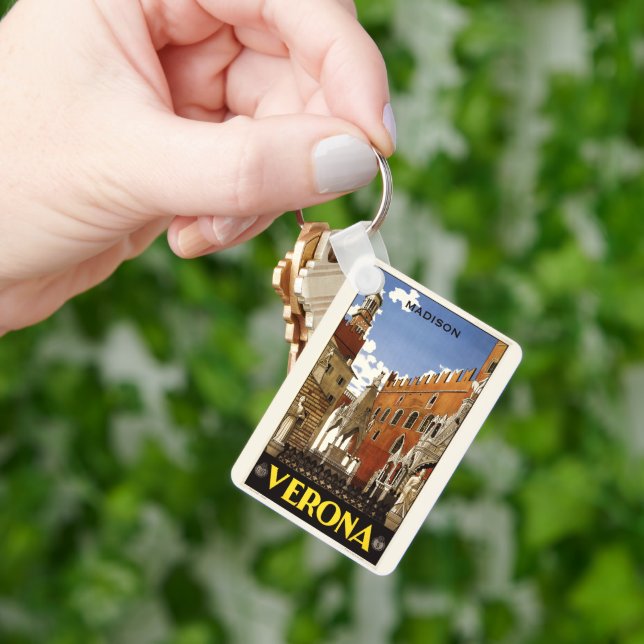 Custom name Verona Italy Vintage Travel Key Ring (Hand)