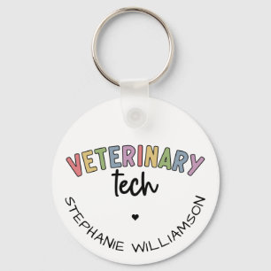 Custom Name Veterinary Tech   Vet Technician Key Ring