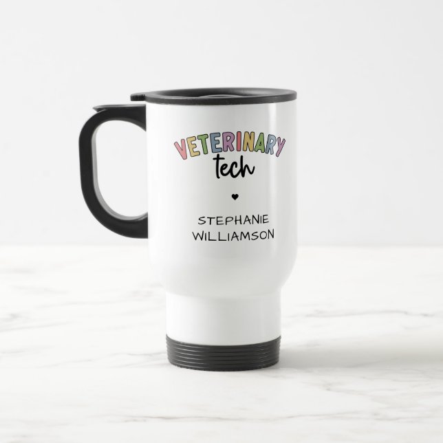 Custom Name Veterinary Tech | Vet Technician Travel Mug (Left)