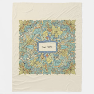 Custom Name Vibrant Zentangle Fleece Blanket
