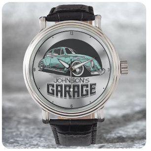 Custom NAME Vintage Air-Cooled VDub Car Garage Watch