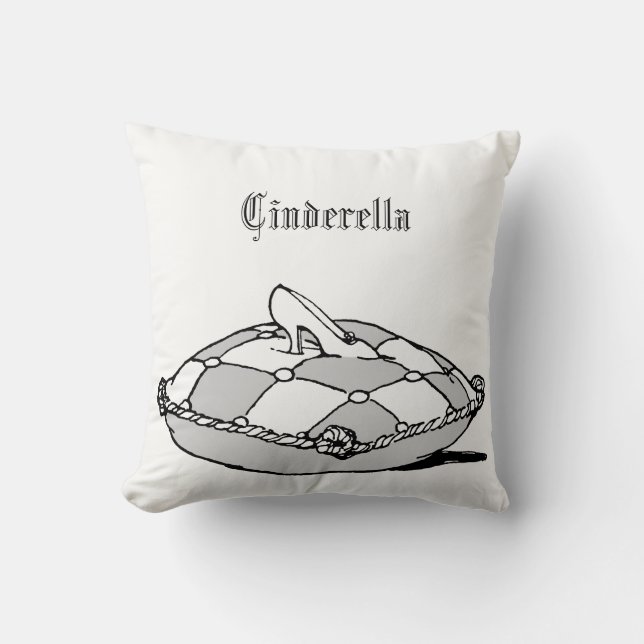 Custom Name Vintage Cinderella Slipper Pillow (Front)