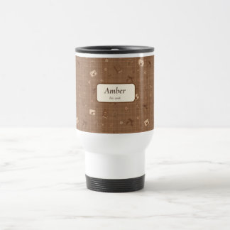 Custom Name Vintage Cosy Book Reader Ribbon Gift Travel Mug