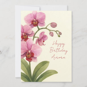 Custom Name Vintage Watercolor Birthday Card 