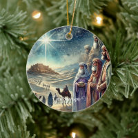 Custom Name Vintage Watercolor Three Wise Men