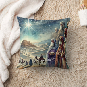 Custom Name Vintage Watercolor Three Wise Men Cushion