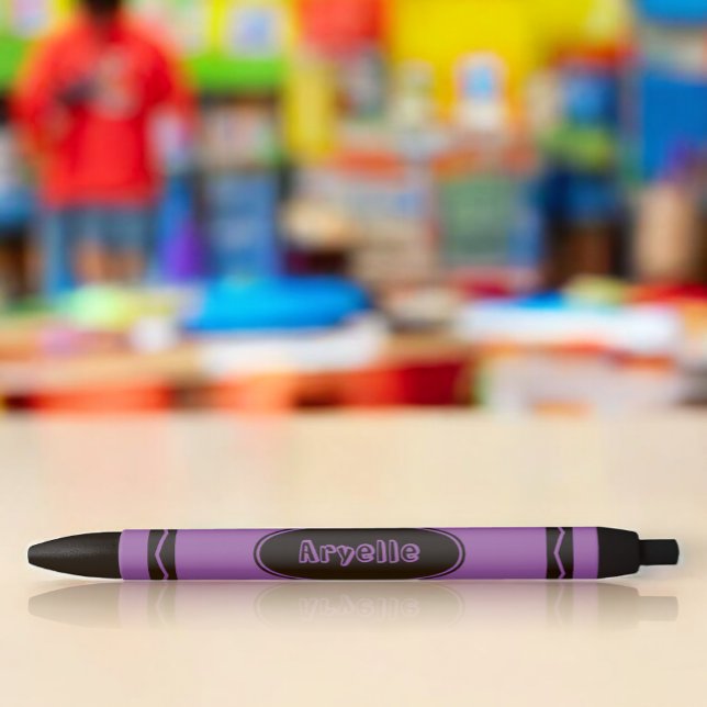 Custom Name Violet Purple Crayon Black Ink Pen (Creator Uploaded)