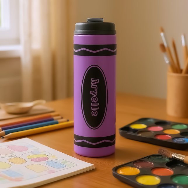 Custom Name Violet Purple Crayon Drink Tumbler Mug (Creator Uploaded)
