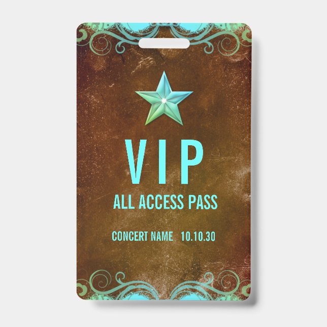 Custom Name VIP All Access Pass Concert Badge ID Badge (Front)