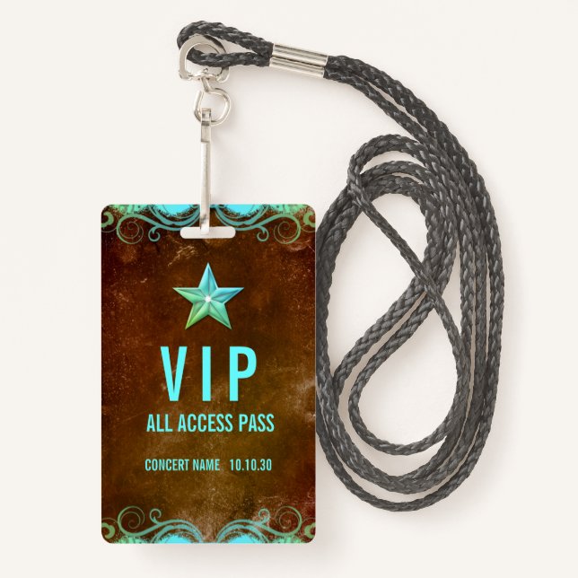 Custom Name VIP All Access Pass Concert Badge ID Badge (Front with Lanyard)