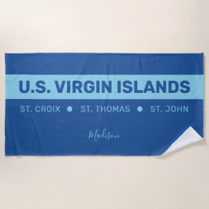 Custom Name Virgin Islands Beach Towel