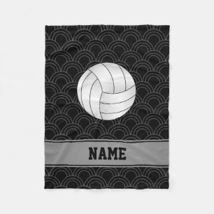 Custom name volleyball black half circles fleece blanket
