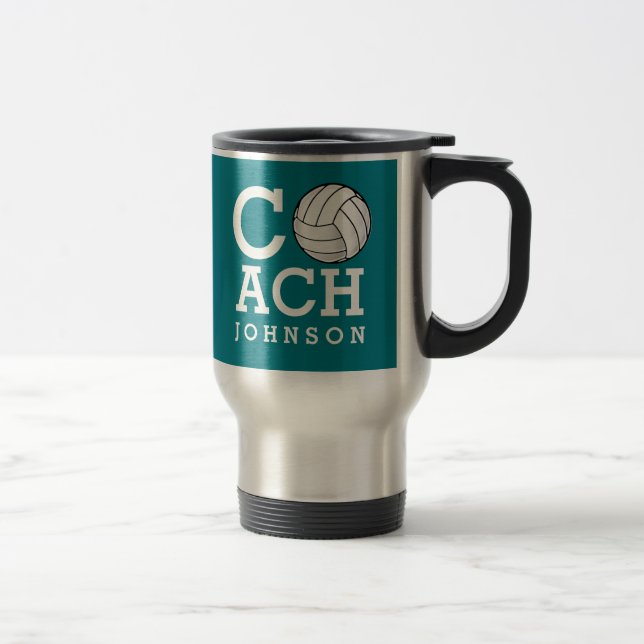Custom Name Volleyball Coach Travel Mug (Right)