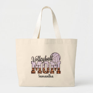 Custom Name Volleyball Mum Mother's Day Large Tote Bag