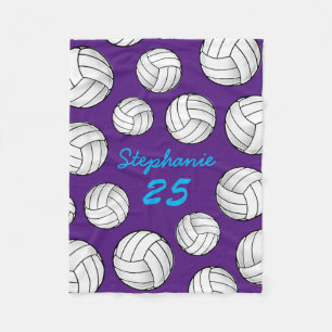 Custom Name Volleyball Purple Fleece Blanket