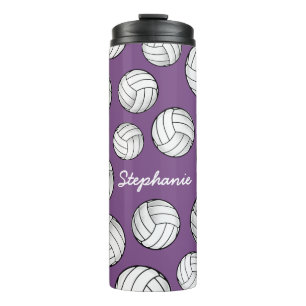 Custom Name Volleyball Purple Thermal Tumbler