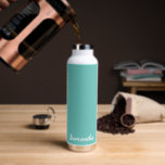 Custom Name Water Bottle<br><div class="desc">This insulated water bottle is shown in white with a light teal accent colour and a custom name sample.
Customise this item and change the sample name to yours.</div>