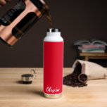 Custom Name Water Bottle<br><div class="desc">This insulated water bottle is shown in white with a red accent colour and a custom name sample.
Customise this item and change the sample name to yours.</div>