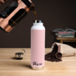 Custom Name Water Bottle<br><div class="desc">This insulated water bottle is shown in white with a blush pink accent colour and a custom name sample.
Customise this item and change the sample name to yours.</div>