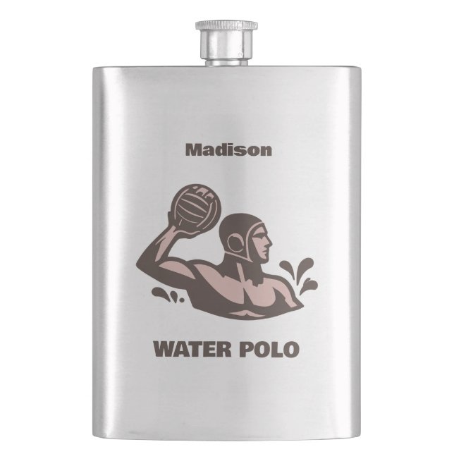 Custom Name Water Polo Hip Flask (Front)