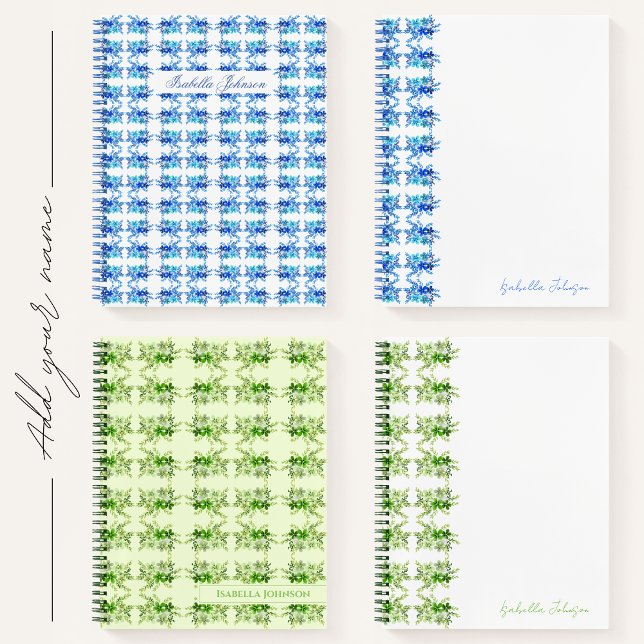 Custom Name Watercolor Blue Floral Notebook  (Creator Uploaded)