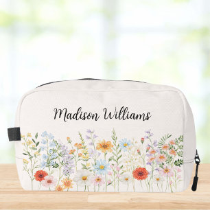 Custom Name Watercolor Colourful Wild Flower Flora Dopp Kit